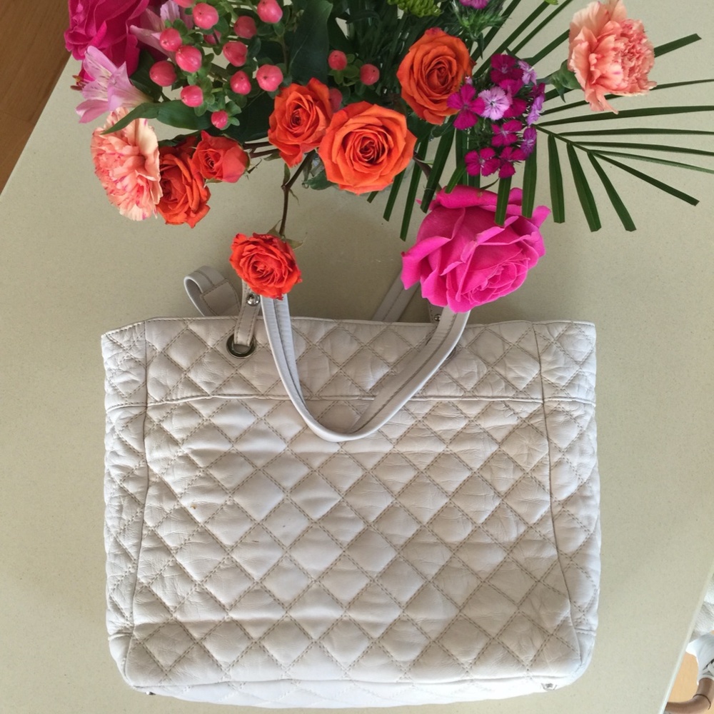 Marina Rinaldi Ivory Quilted Leather Bag